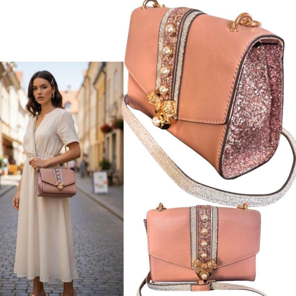 BABY PINK COQUETTE PEARL GLITTER‎ ALDO PURSE LIKE NEW